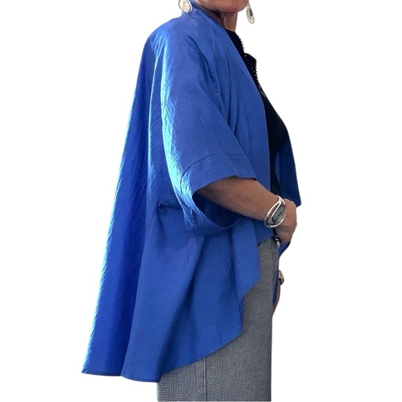 Vintage EStewart Blue Crinkle Drape Art Teacher Lagenlook Statement Kimono - Picture 8 of 8